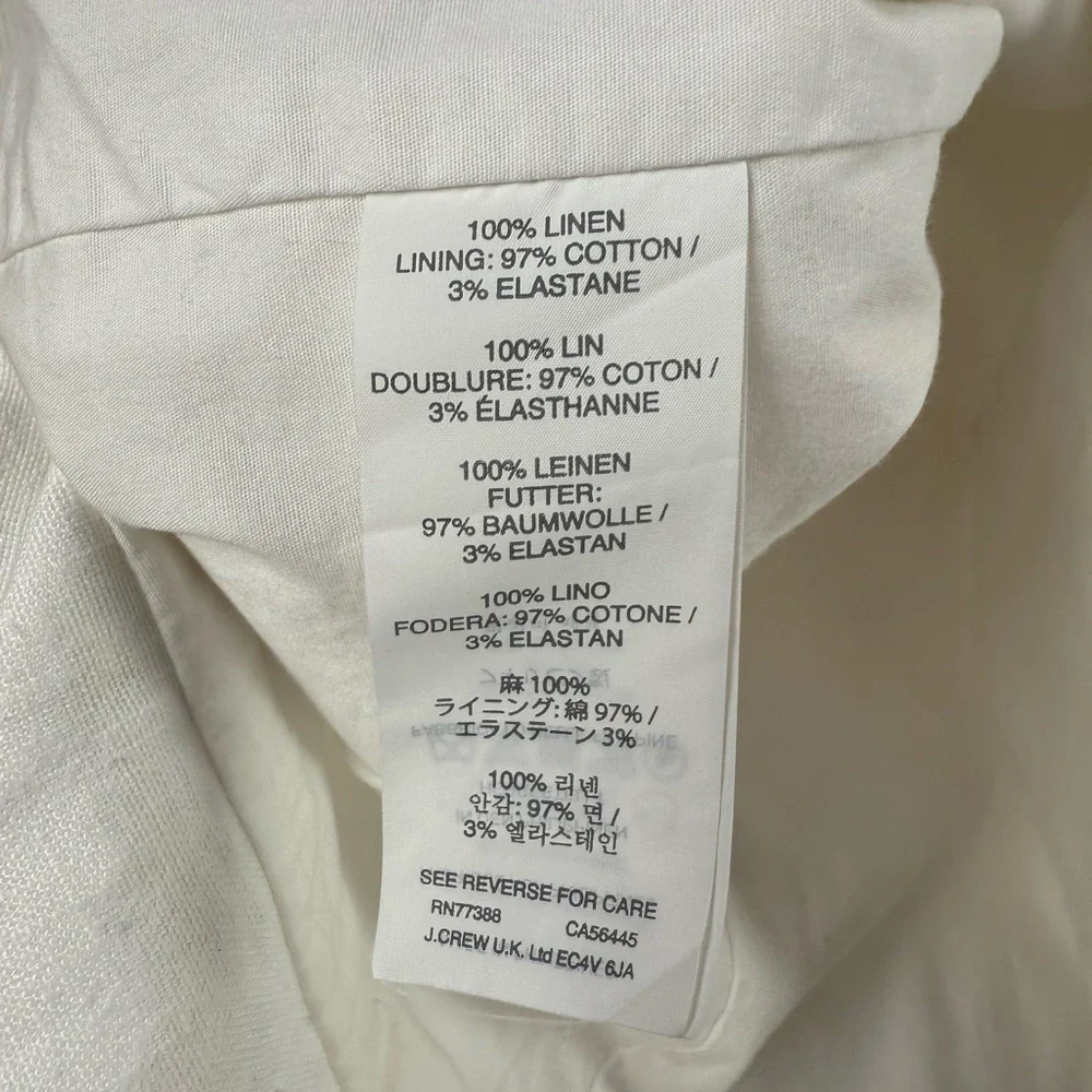 J. Crew Regent 100% Linen One‎ Button Blazer in White Size 12